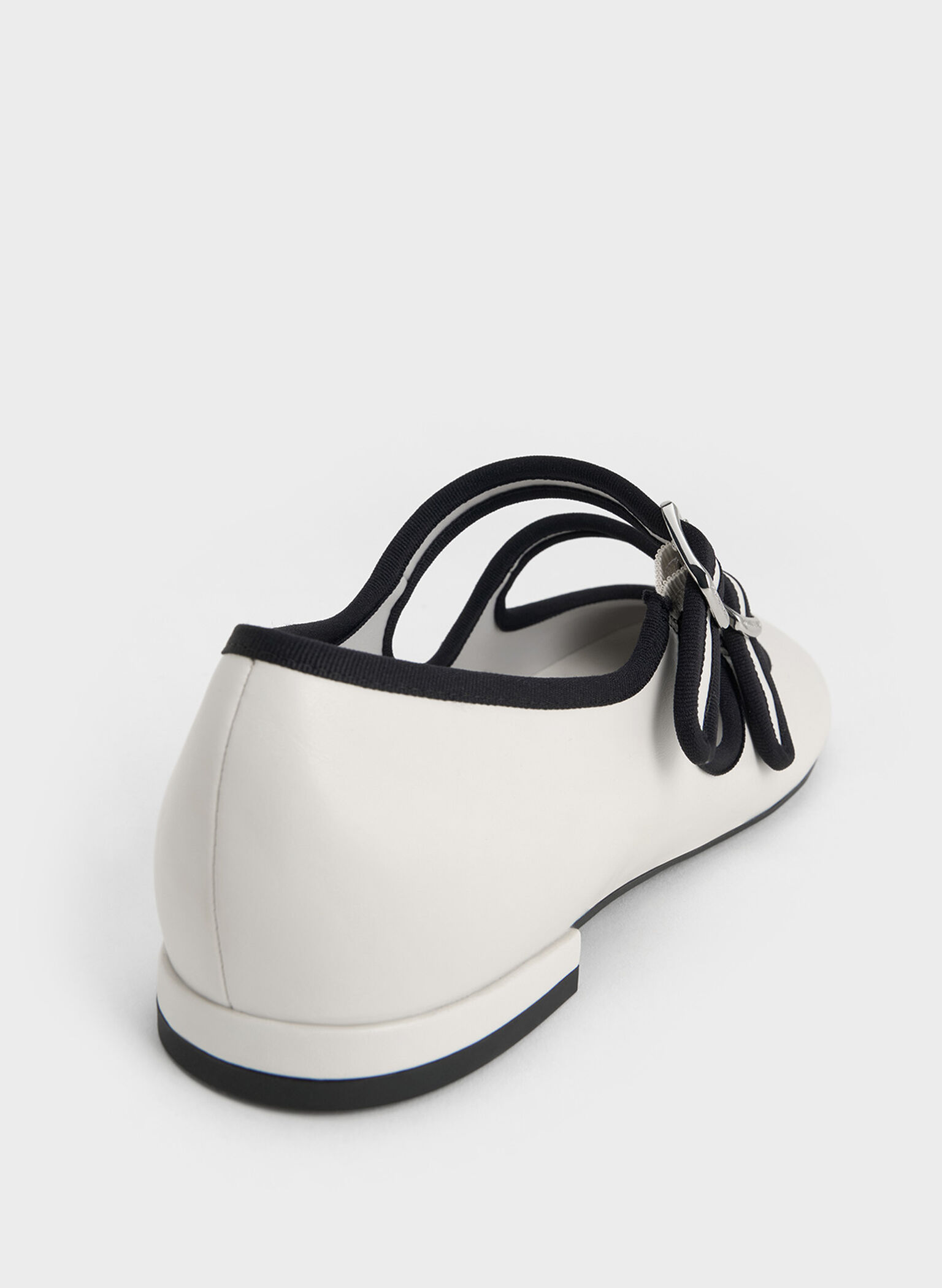 Two-Tone Double-Strap Mary Jane Flats, White, hi-res