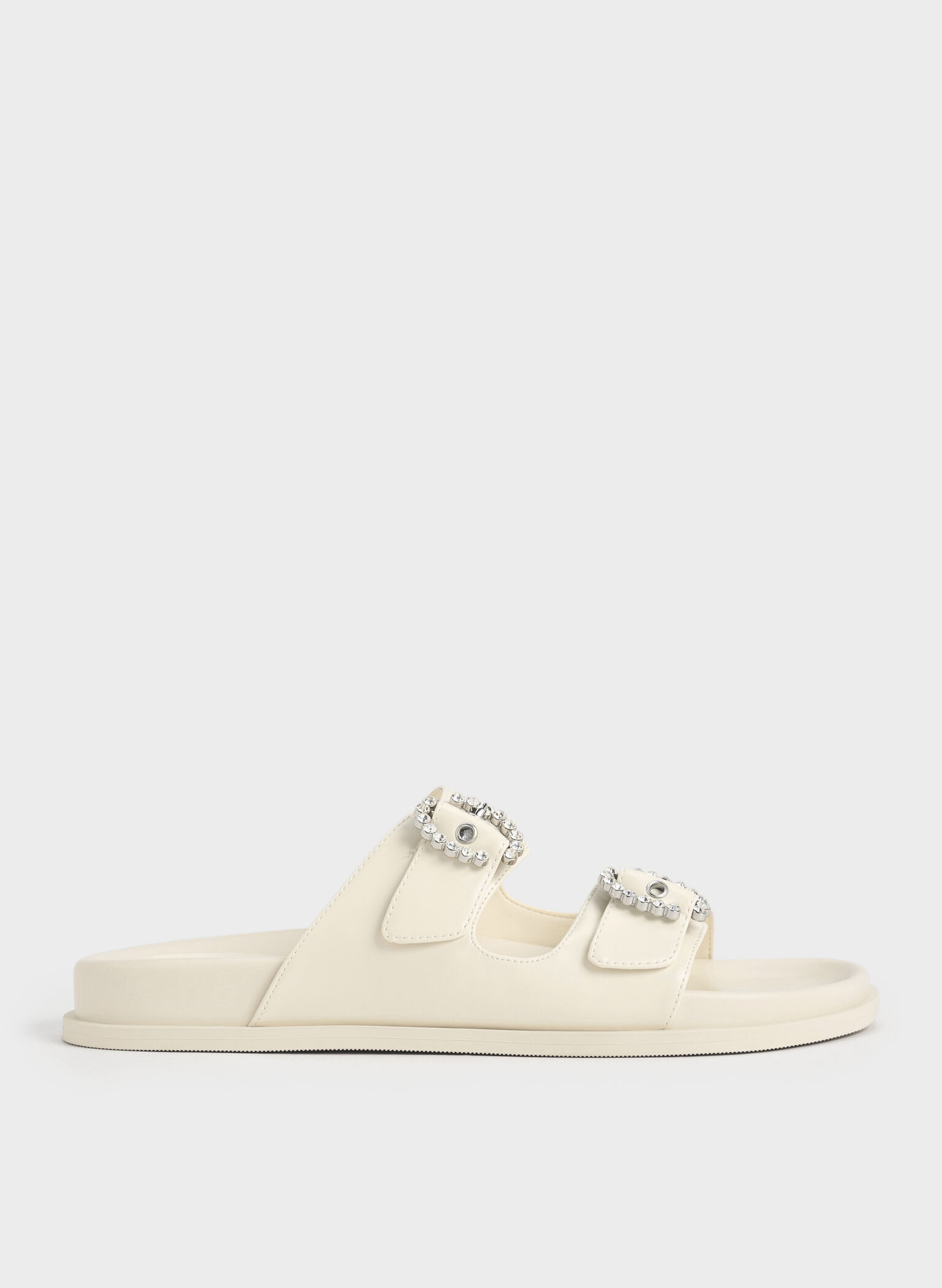 Embellished Buckle Sandals, Chalk, hi-res