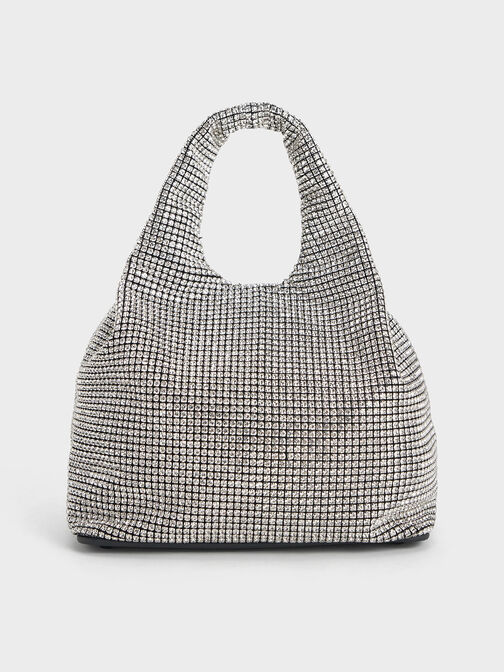 Yama Crystal-Embellished Tote Bag, Silver, hi-res