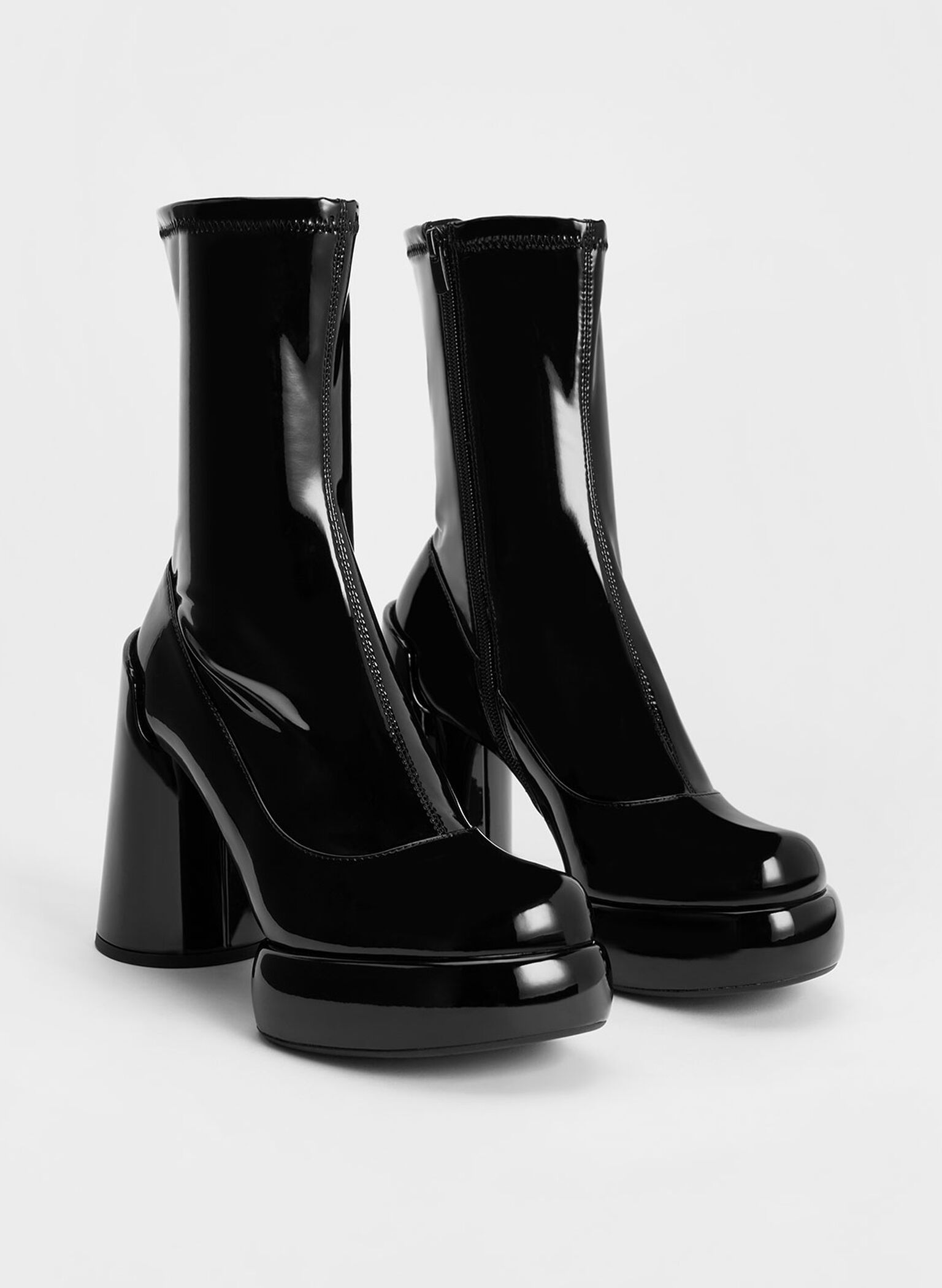 Darcy Patent Platform Ankle Boots, Black Patent, hi-res