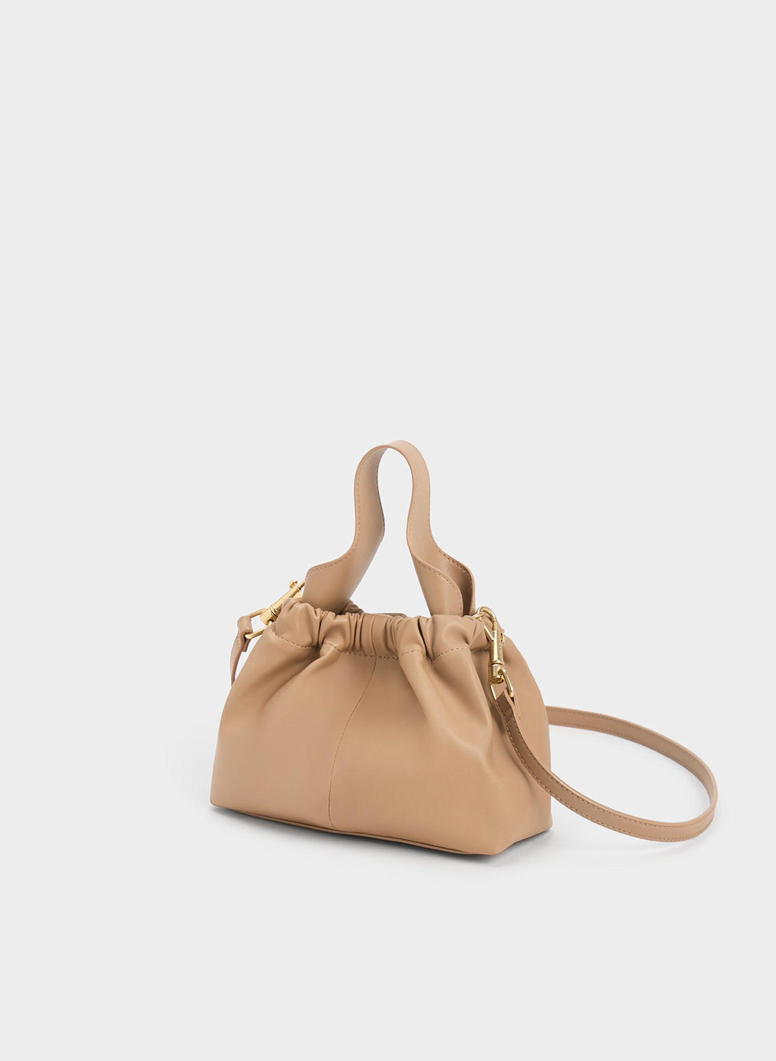 Ally Ruched Slouchy Chain-Handle Bag, Sand, hi-res
