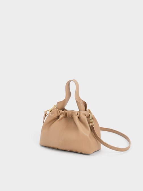 Ally Ruched Slouchy Chain-Handle Bag, Sand, hi-res