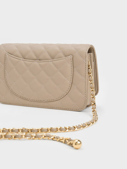 Cressida Quilted Push-Lock Clutch, Taupe, hi-res