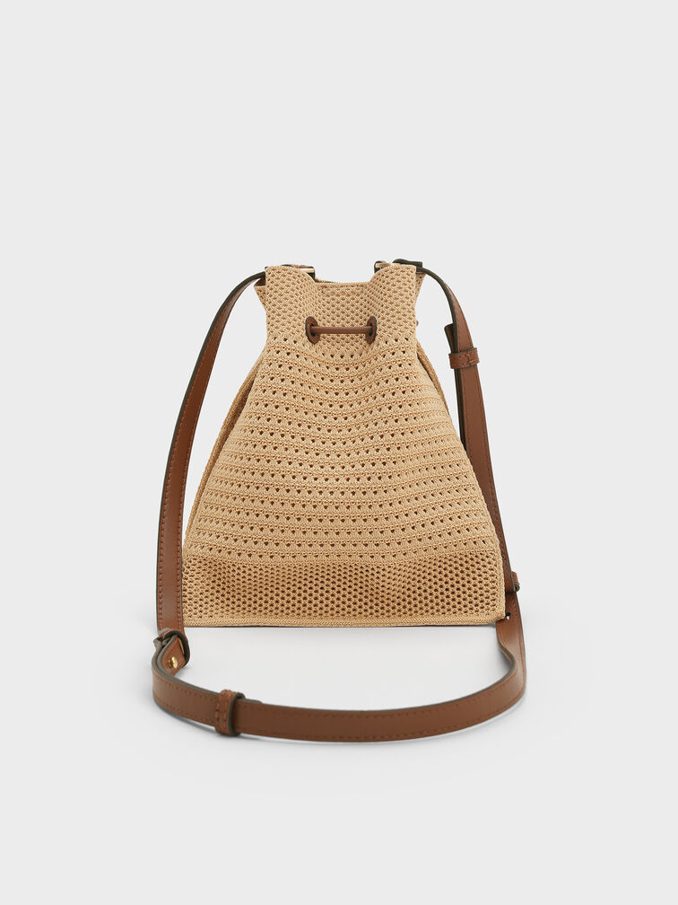 Ida Knitted Bucket Bag, Beige, hi-res