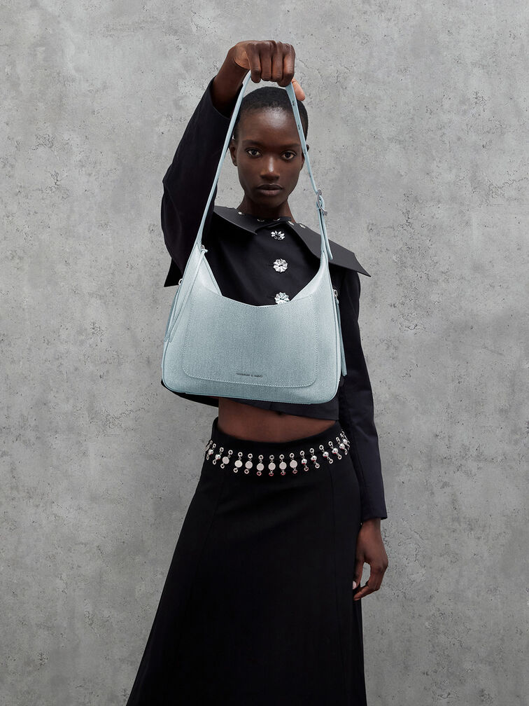 Xylia Denim Hobo Bag, Denim Blue, hi-res