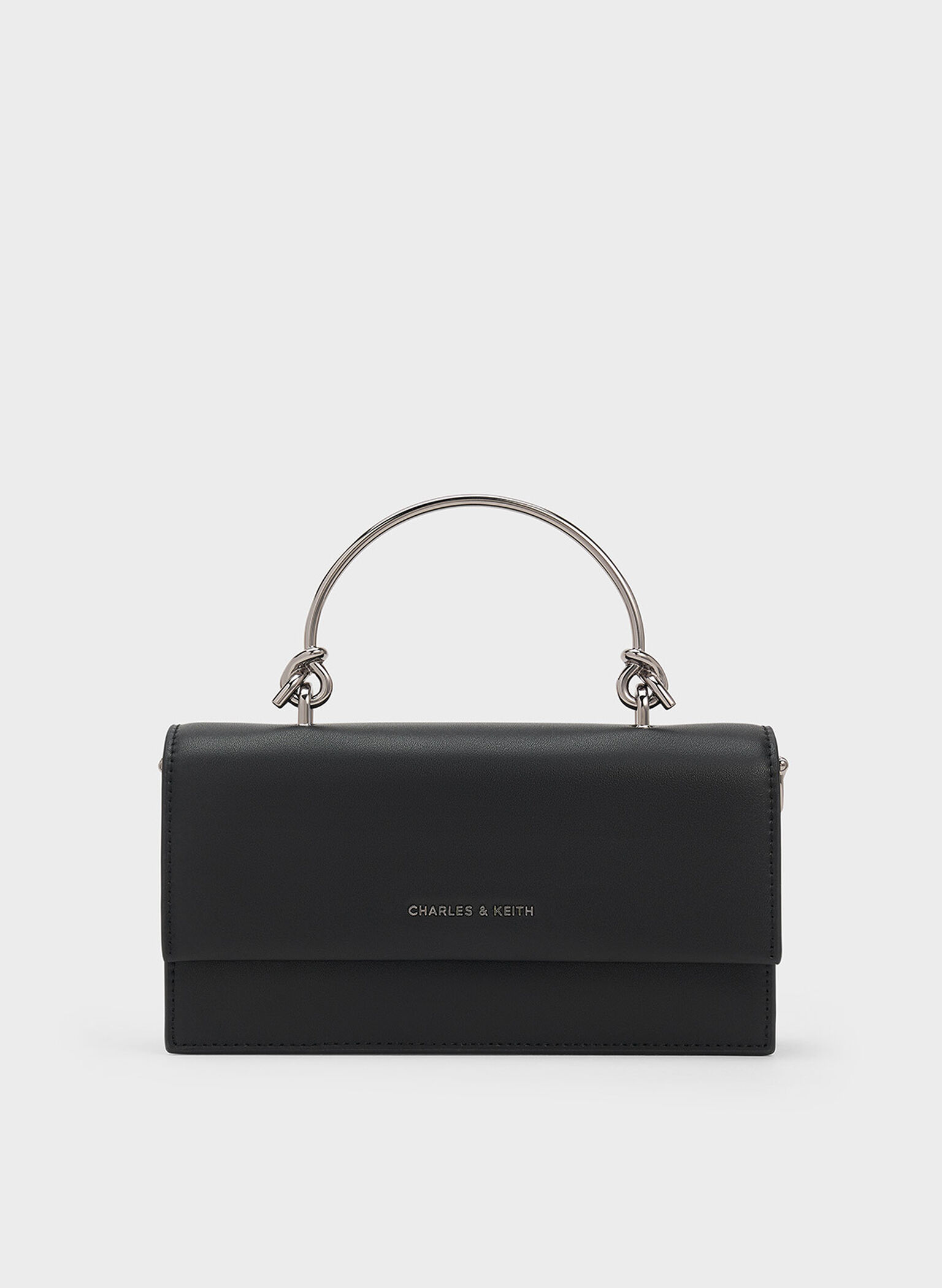 Kristine Sculptural-Handle Long Wallet, Noir, hi-res
