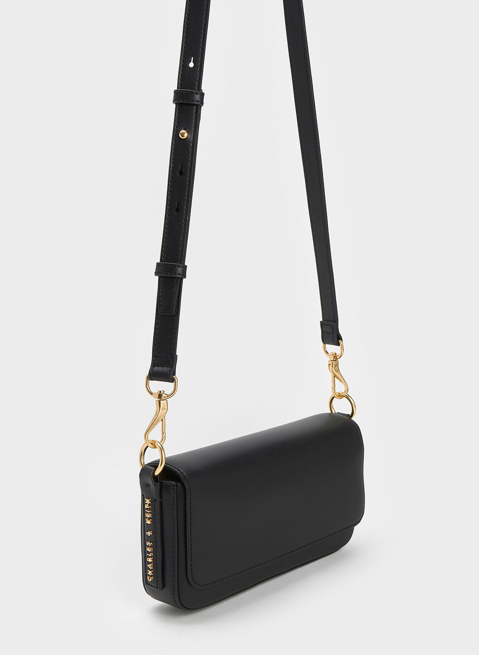 Catena Front Flap Bag, Black, hi-res