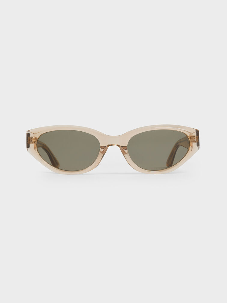 Bijou Recycled Acetate Cateye Sunglasses, Beige, hi-res