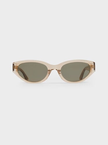 Bijou Recycled Acetate Cateye Sunglasses, Beige, hi-res