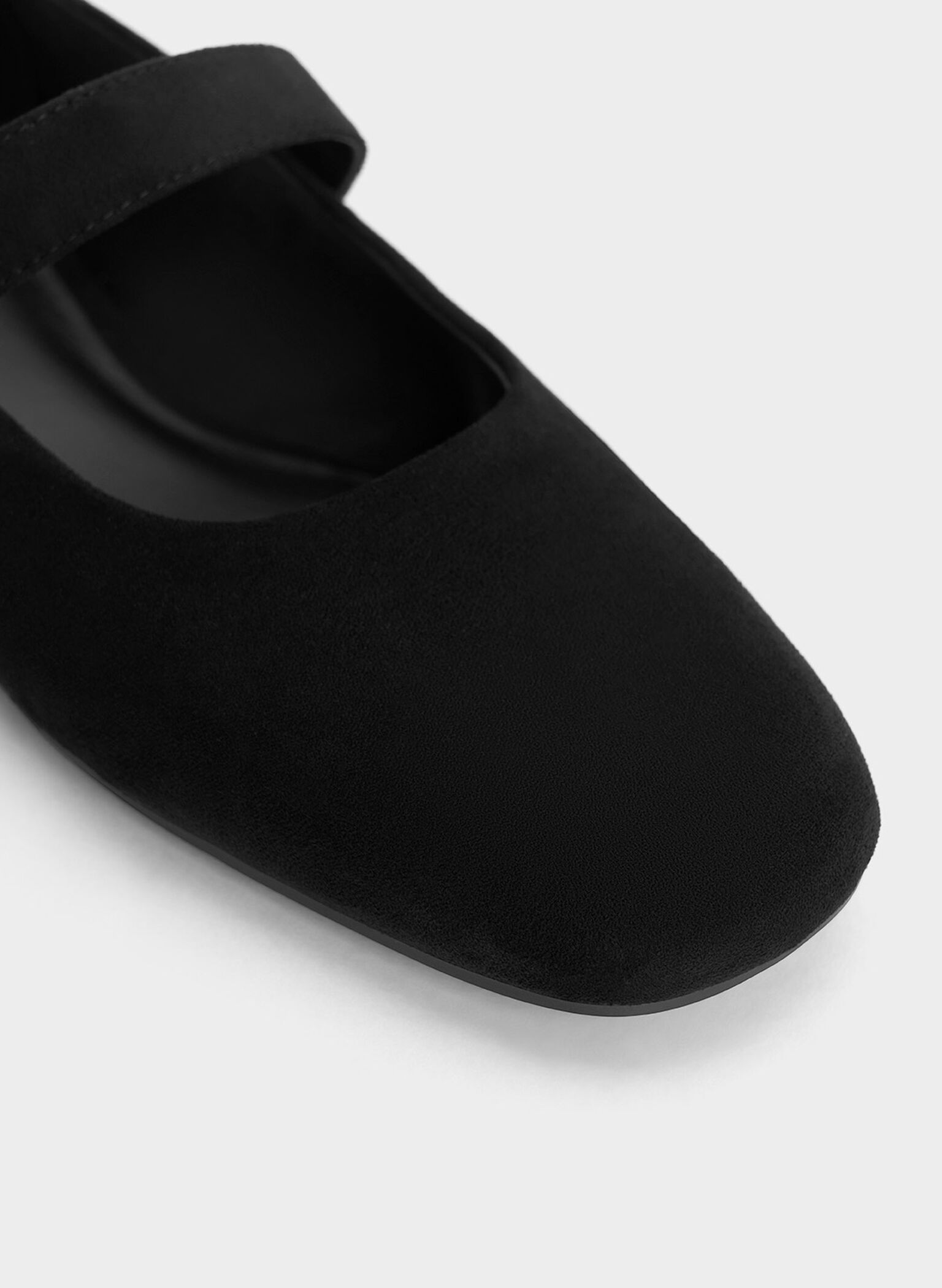 Textured Crystal-Embellished Buckle Mary Jane Flats, Black Textured, hi-res