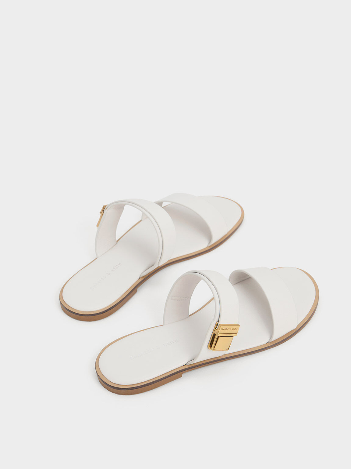 White 2 strap sandals store