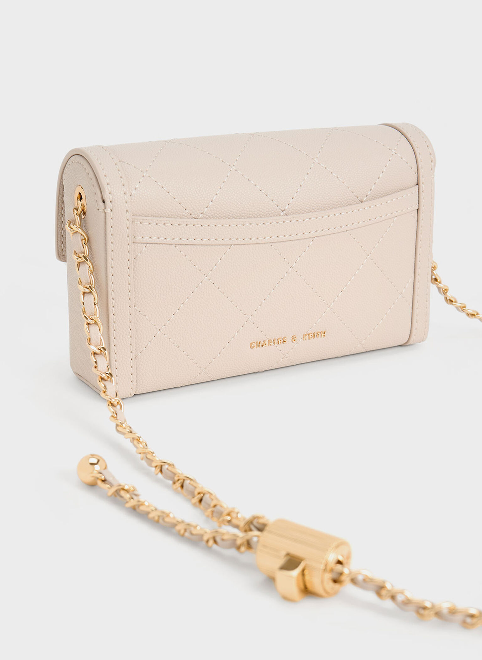 Tallulah Quilted Push-Lock Clutch, Oat, hi-res