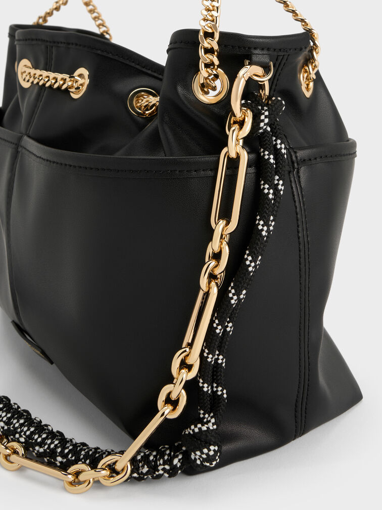 Addison Knotted-Rope Tote Bag, Black, hi-res
