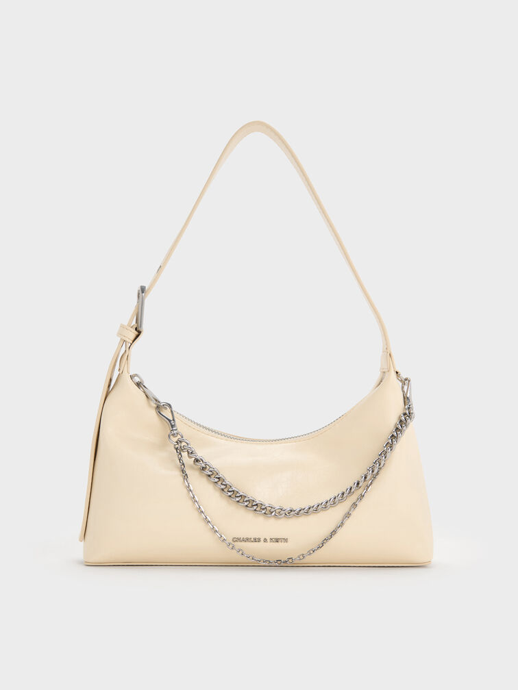 Atwood Chain-Embellished Shoulder Bag, Butter Yellow, hi-res