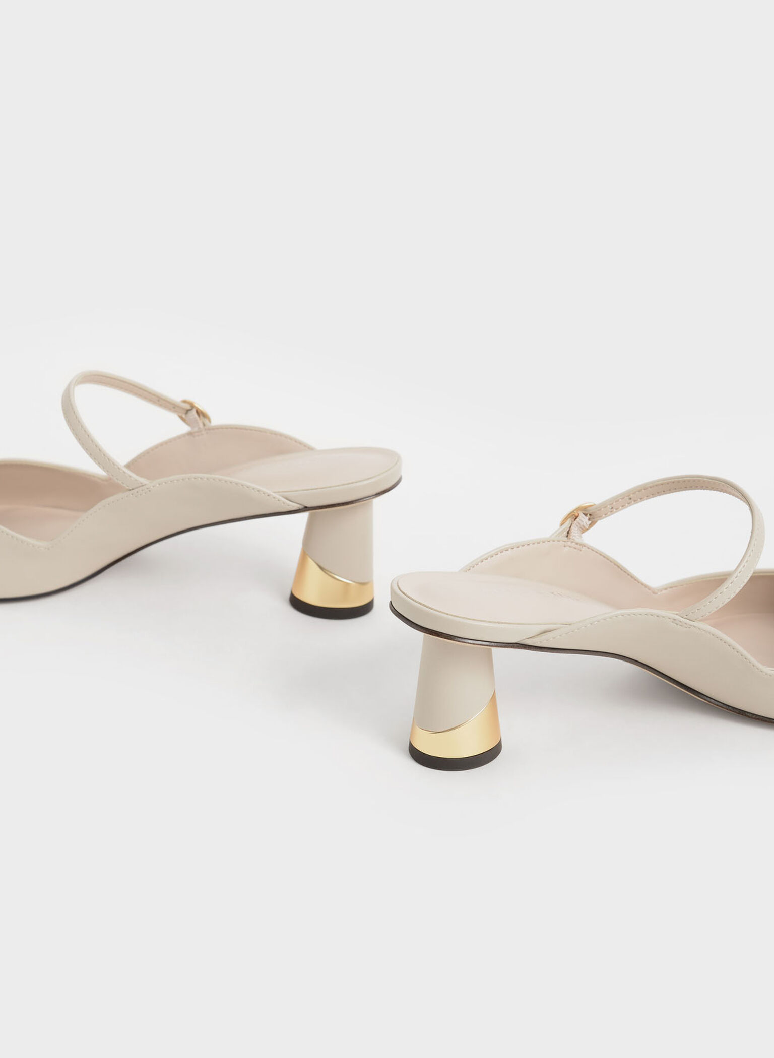 Cammie Metallic Sculptural Heel Mules, Chalk, hi-res