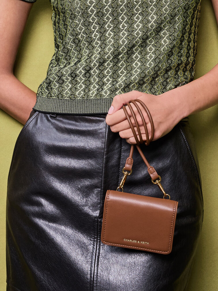 Lyla Knotted-Strap Wallet, Chocolate, hi-res