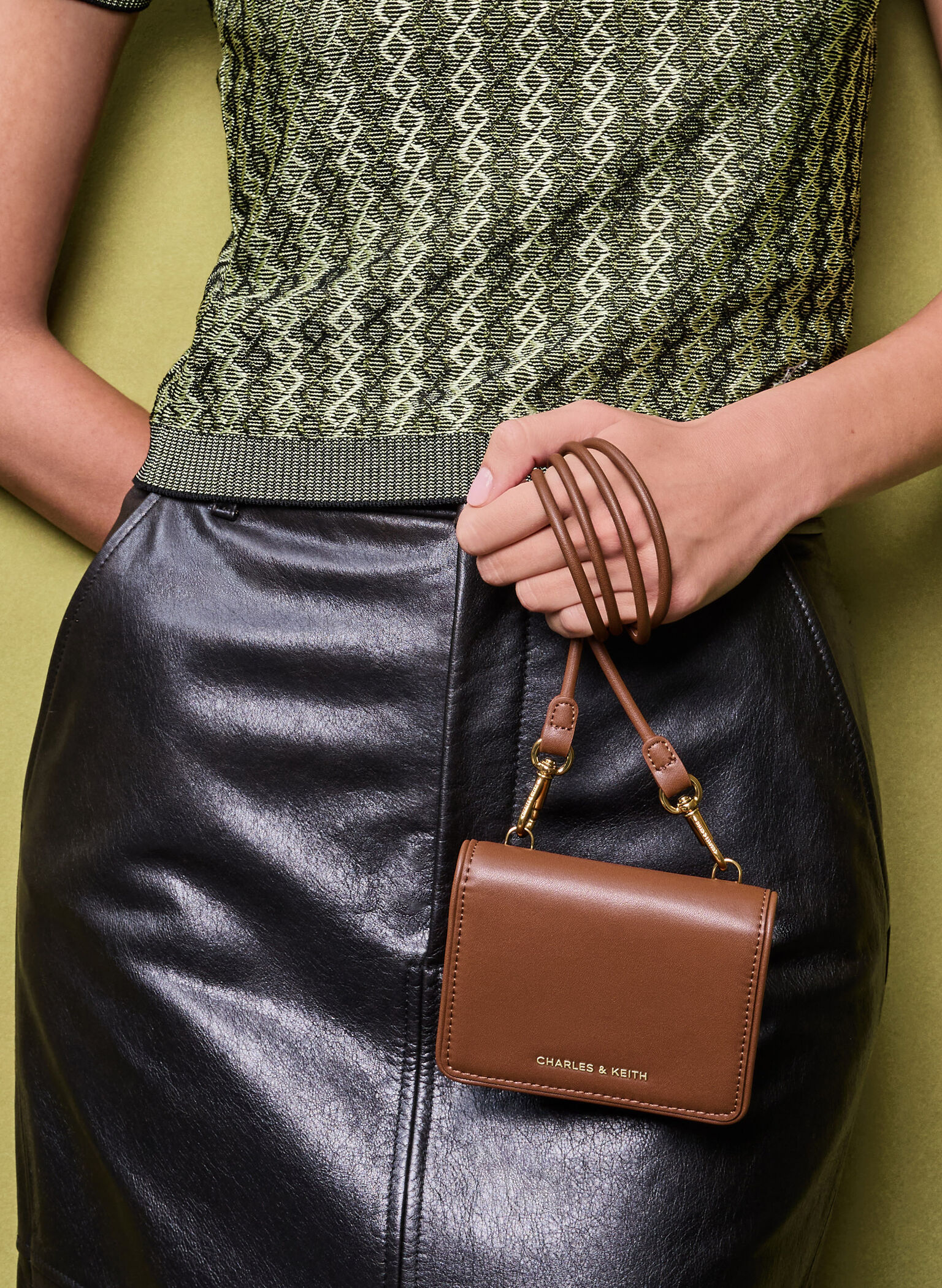 Lyla Knotted-Strap Wallet, Chocolate, hi-res