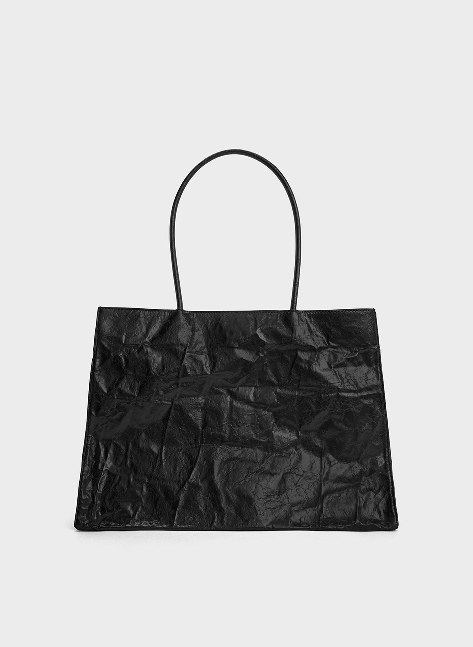 Large Matina Crinkle-Effect Tote Bag, Jet Black, hi-res