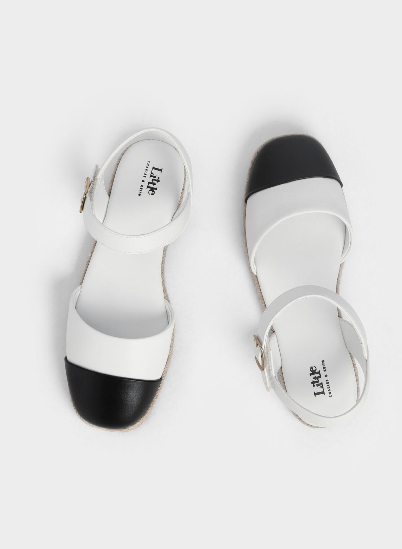 Girls' Two-Tone Ankle-Strap Espadrilles, White, hi-res