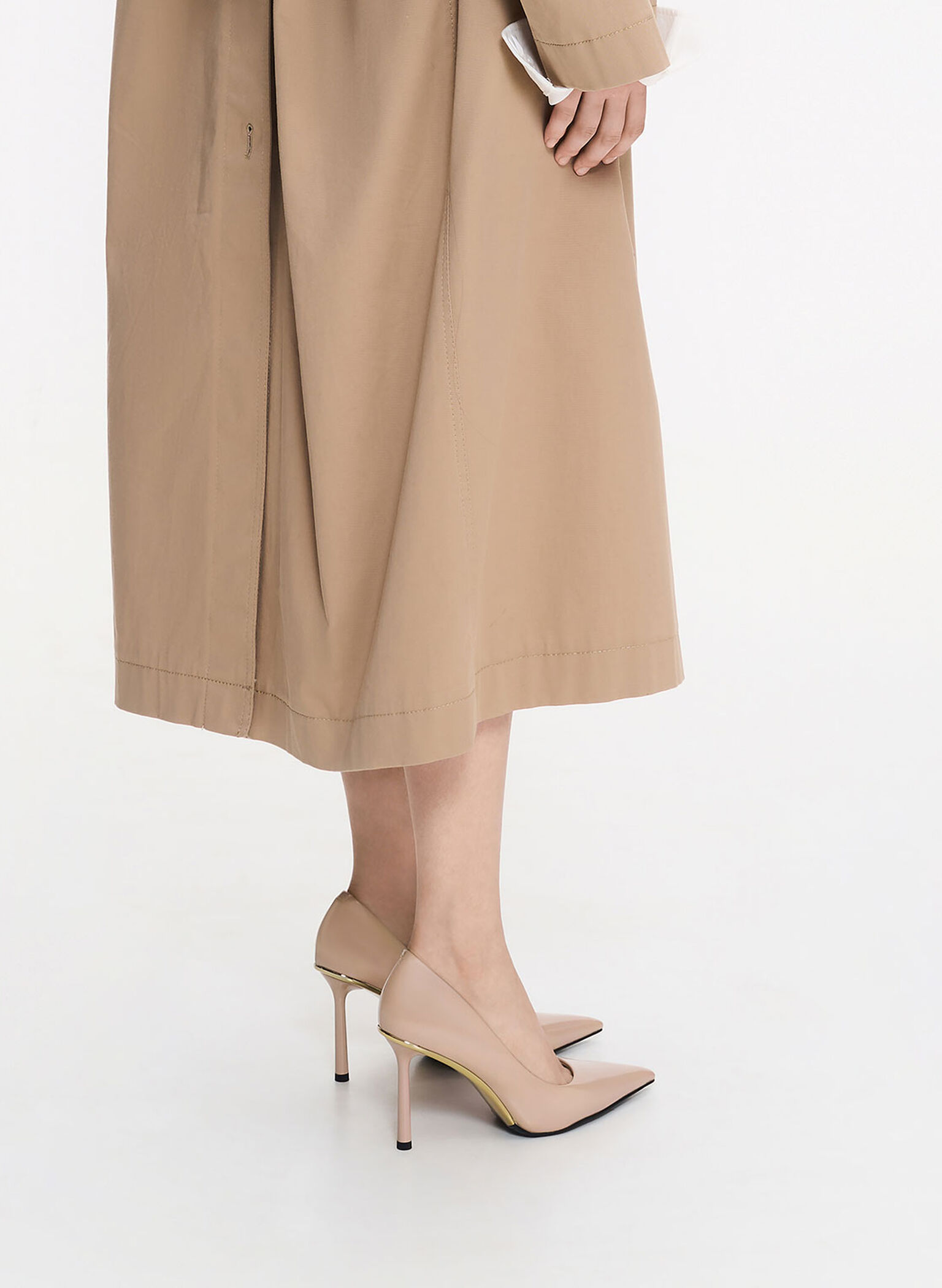 Patent Pointed-Toe Stiletto Heels, Nude, hi-res