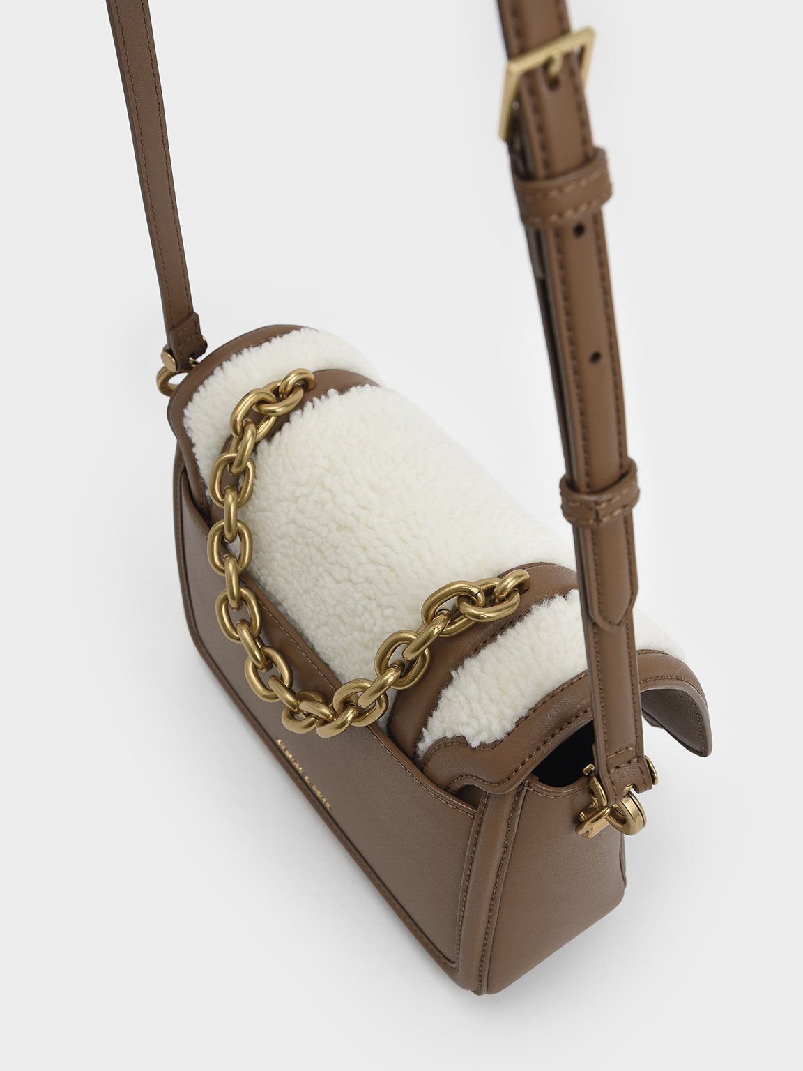 Enola Textured Chain Handle Satchel Bag, Cream, hi-res
