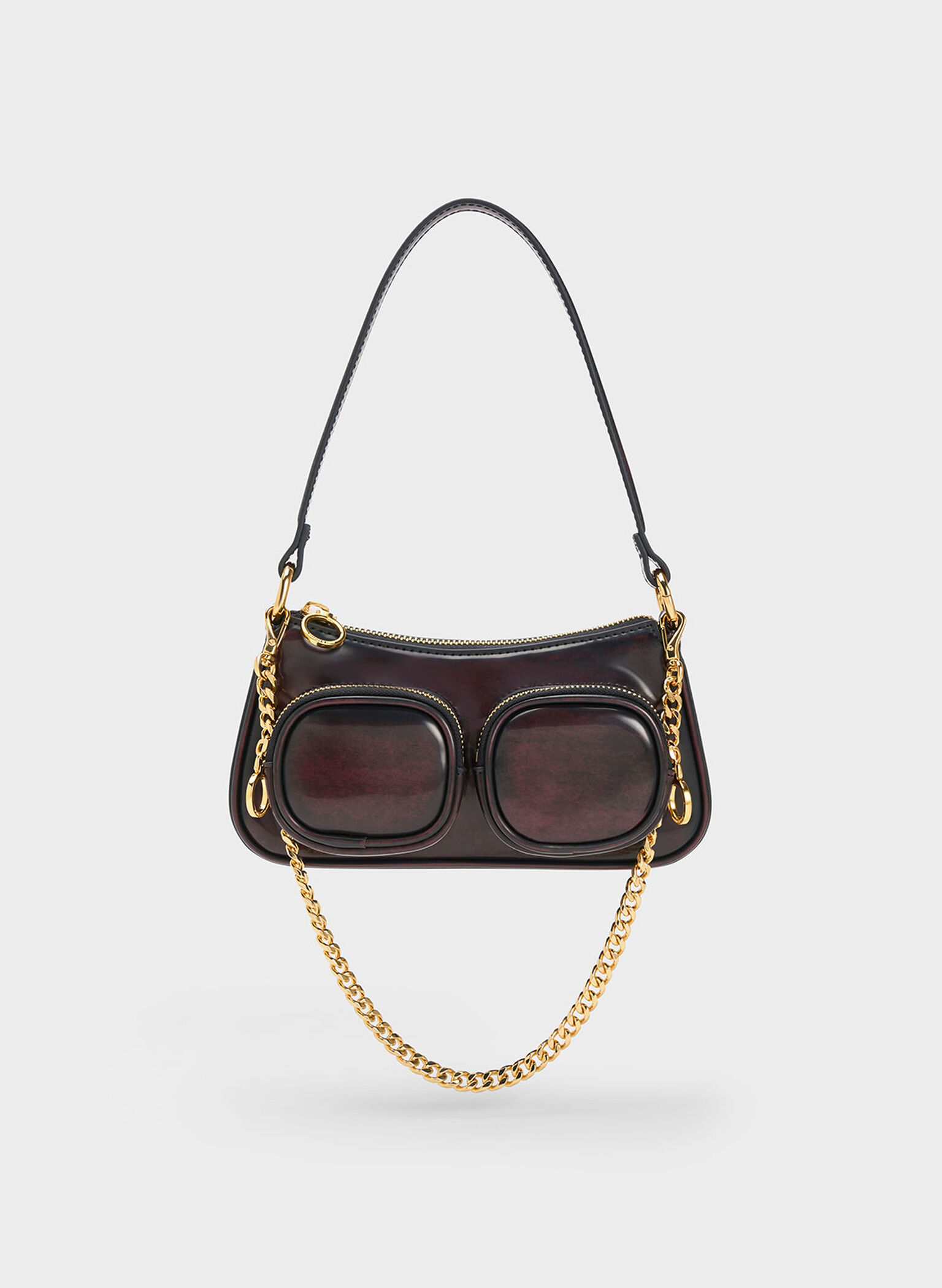 Letitia Chain-Link Shoulder Bag, Dark Chocolate, hi-res