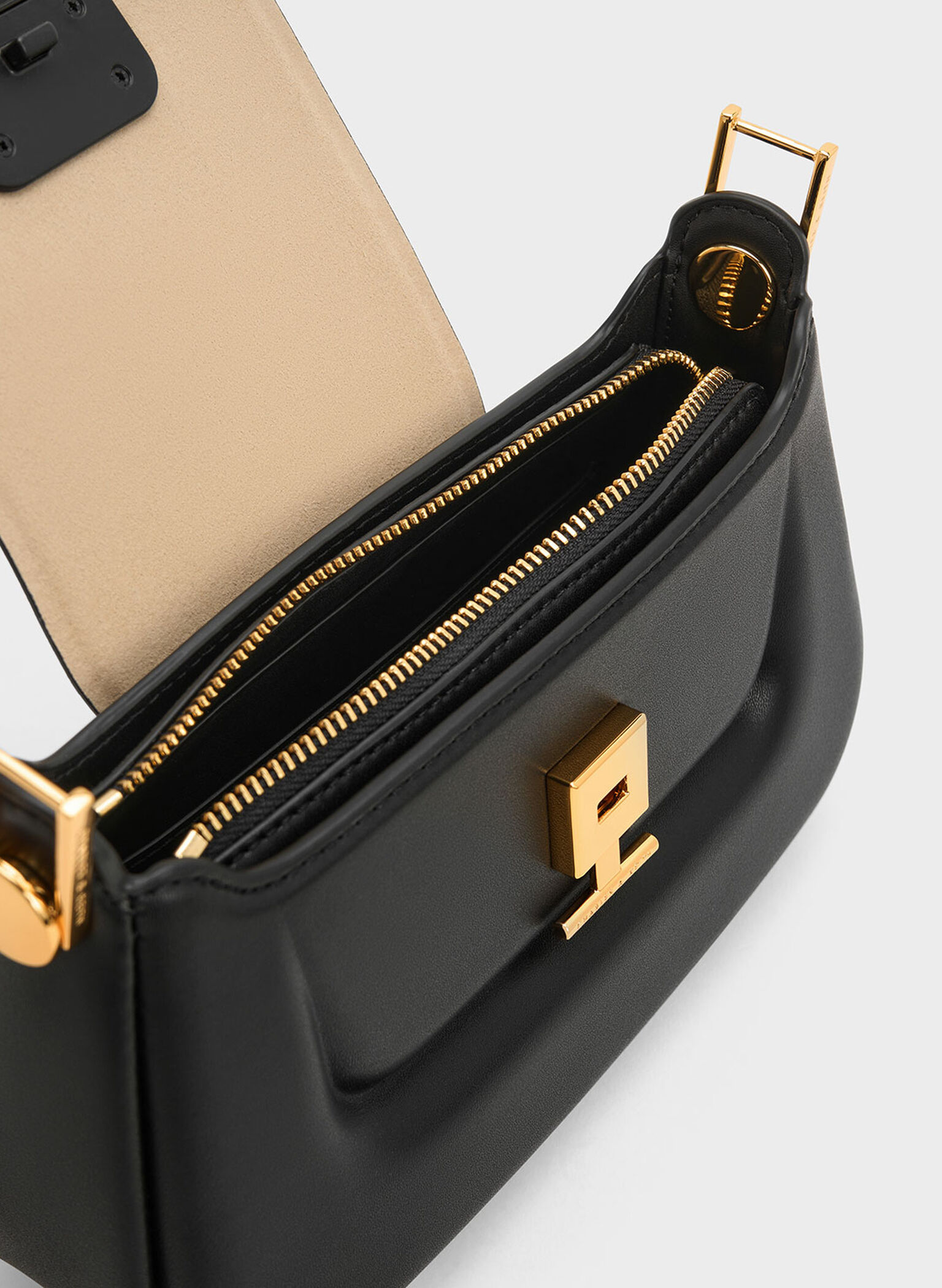 Koa Push-Lock Top Handle Bag, Black, hi-res