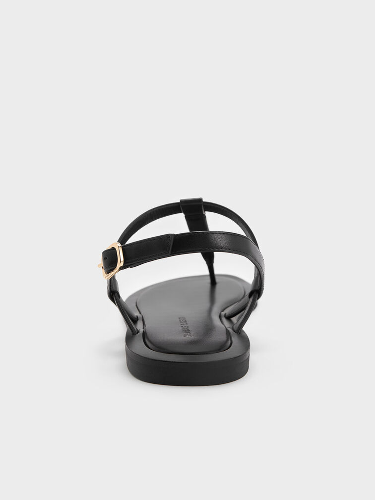 Trifina Metallic-Accent Thong Sandals, Black, hi-res
