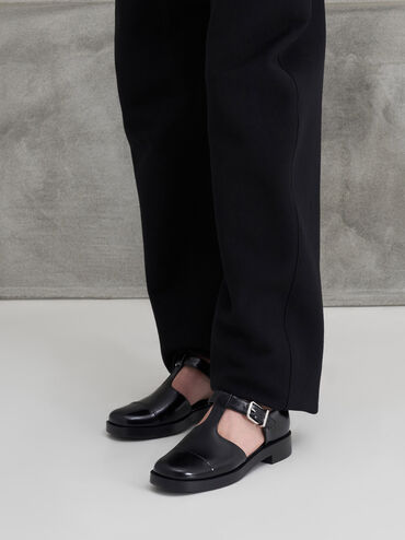 Charly T-Bar Buckled Sandals, Black Box, hi-res