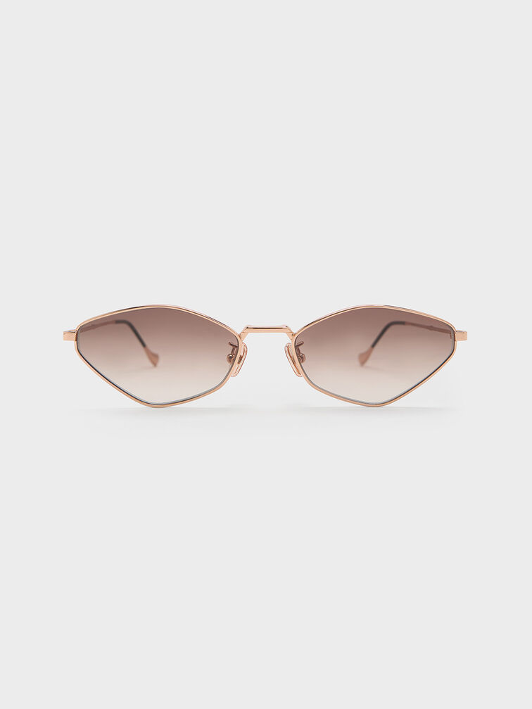 Jax Metal-Frame Geometric Sunglasses, Rose Gold, hi-res