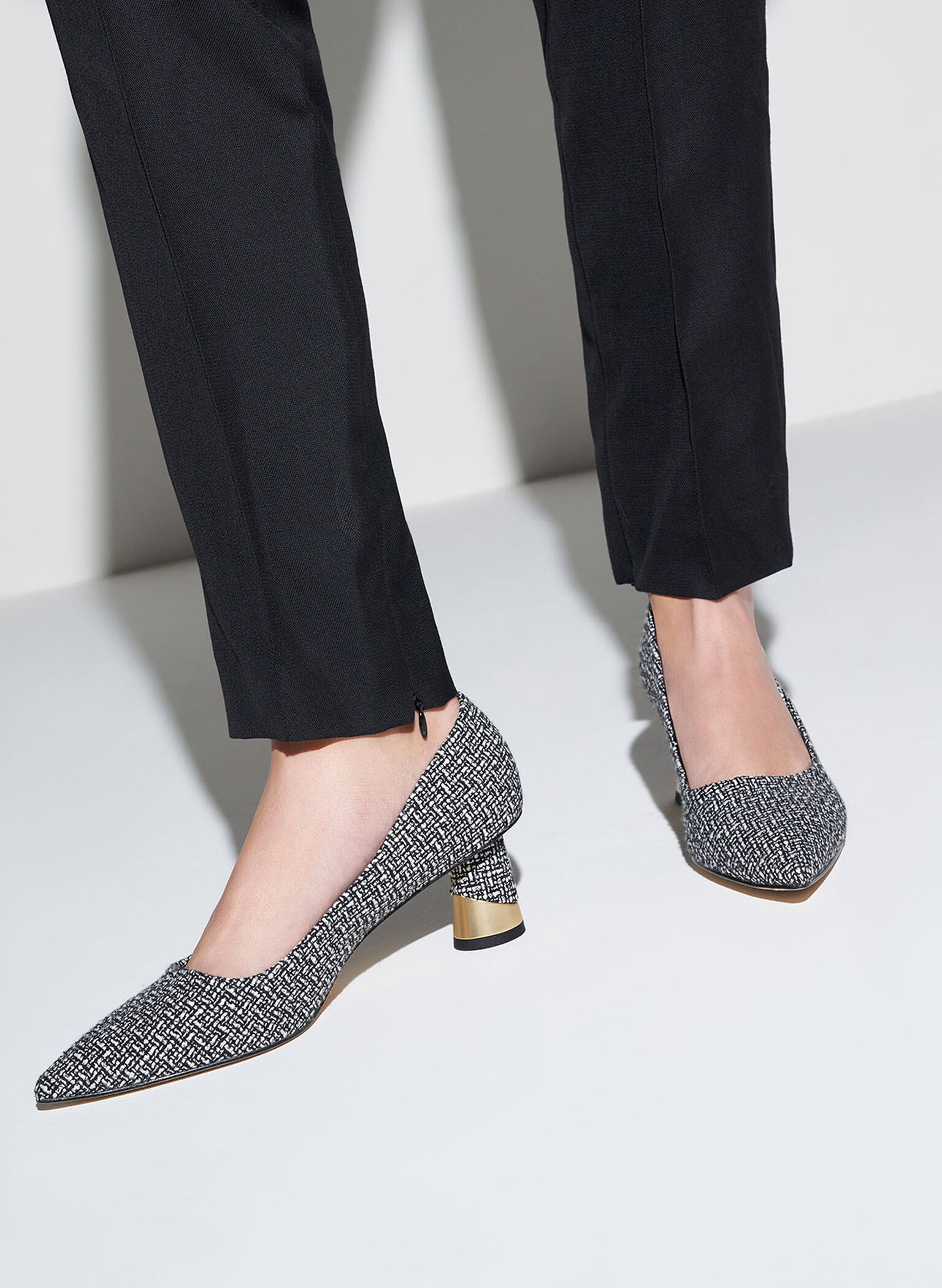 Cammie Metallic Sculptural Heel Tweed Pumps, Multi, hi-res