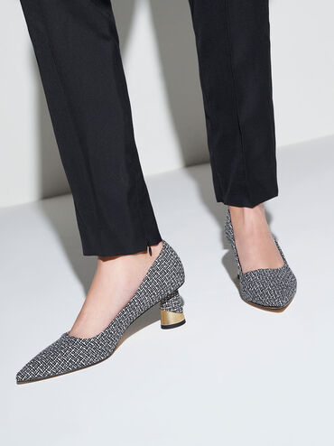 Cammie Metallic Sculptural Heel Tweed Pumps, Multi, hi-res