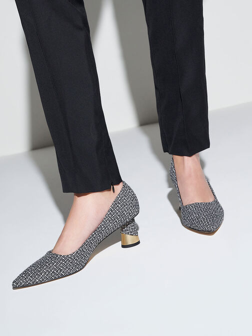 Cammie Metallic Sculptural Heel Tweed Pumps, Multi, hi-res