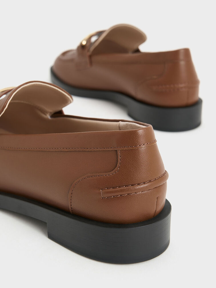 Leslie Metallic-Accent Loafers, Cognac, hi-res