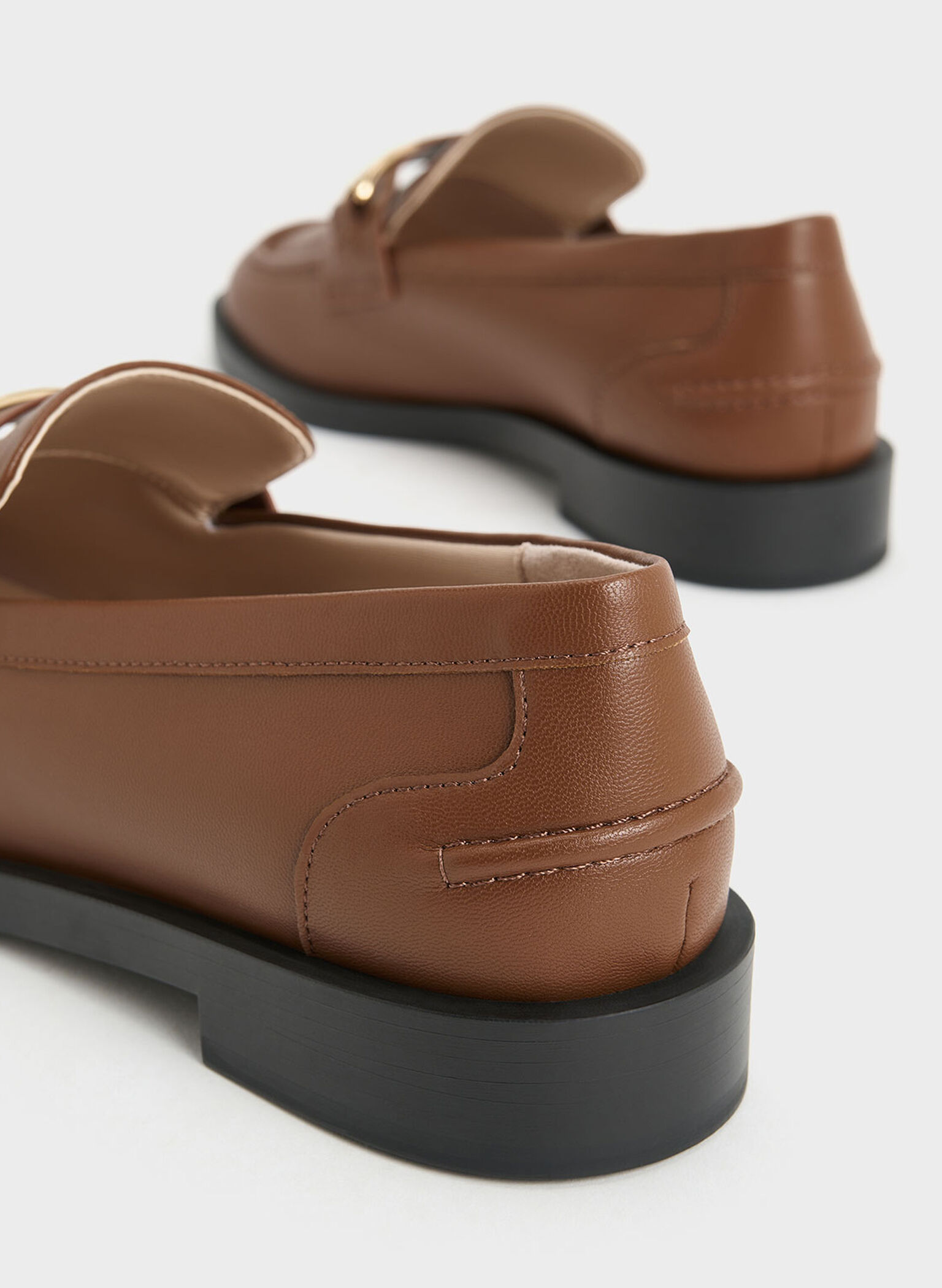 Leslie Metallic-Accent Loafers, Cognac, hi-res