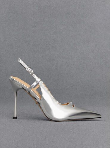 Silver pointed toe best sale pumps
