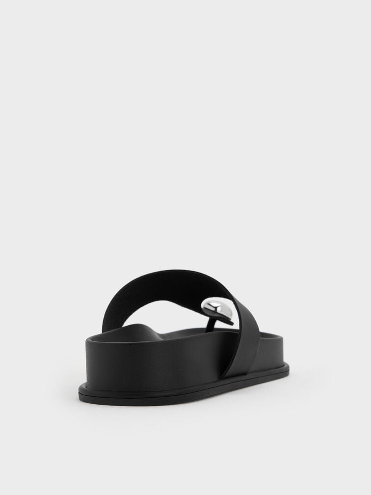 Sculpted-Accent Flatform Thong Sandals, Black, hi-res