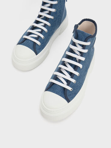 Kay Canvas High-Top Sneakers, Blue, hi-res