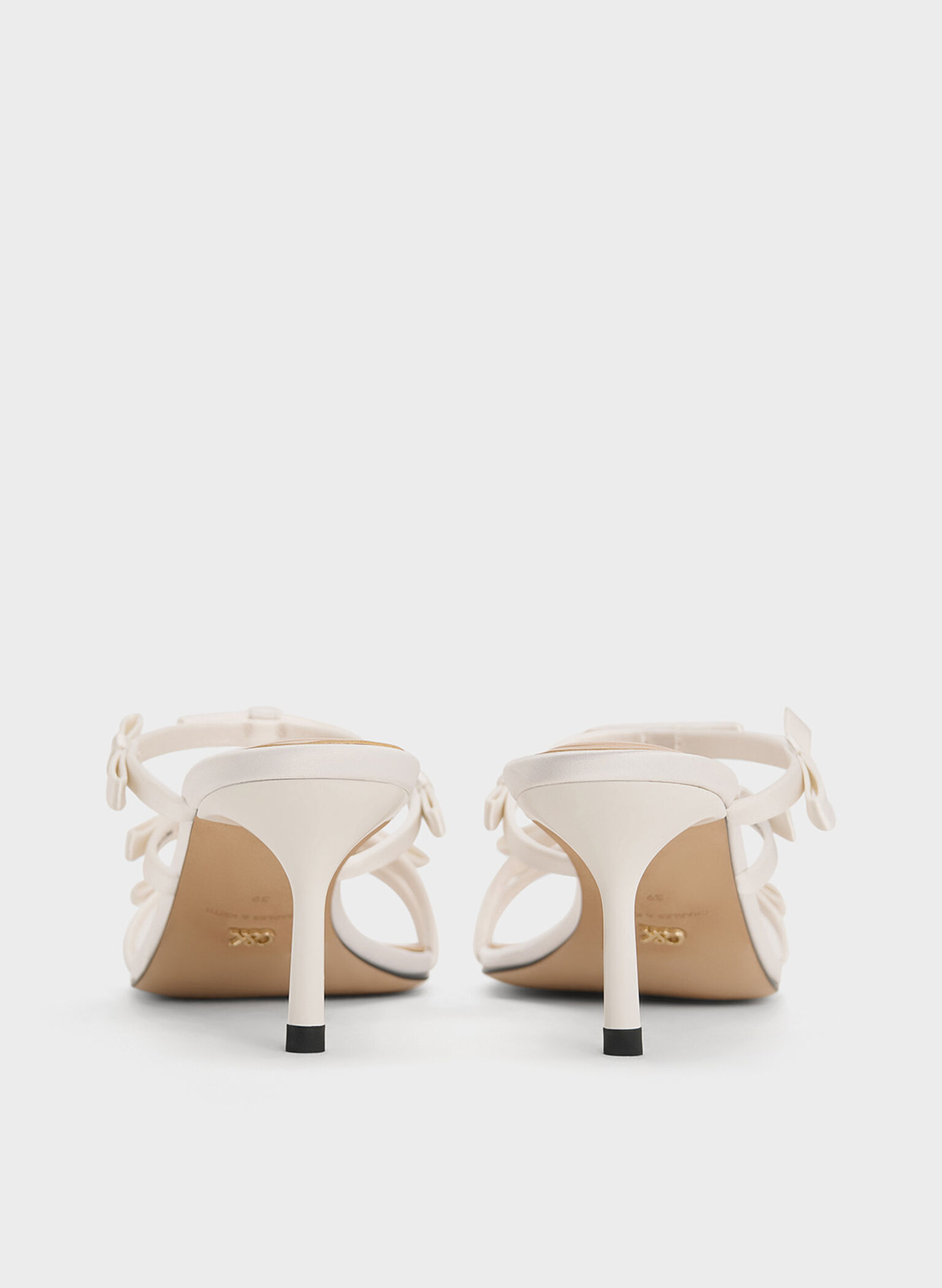 Jessy Recycled Polyester Bow Heeled Sandals, White, hi-res