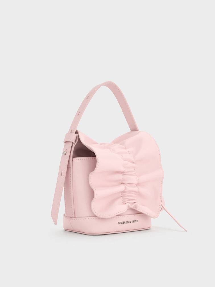 Kadee Ruched Bow-Charm Mini Bag, Cotton Candy Pink, hi-res
