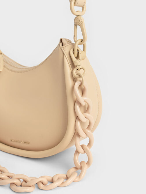 Lana Curved Shoulder Bag, Beige, hi-res