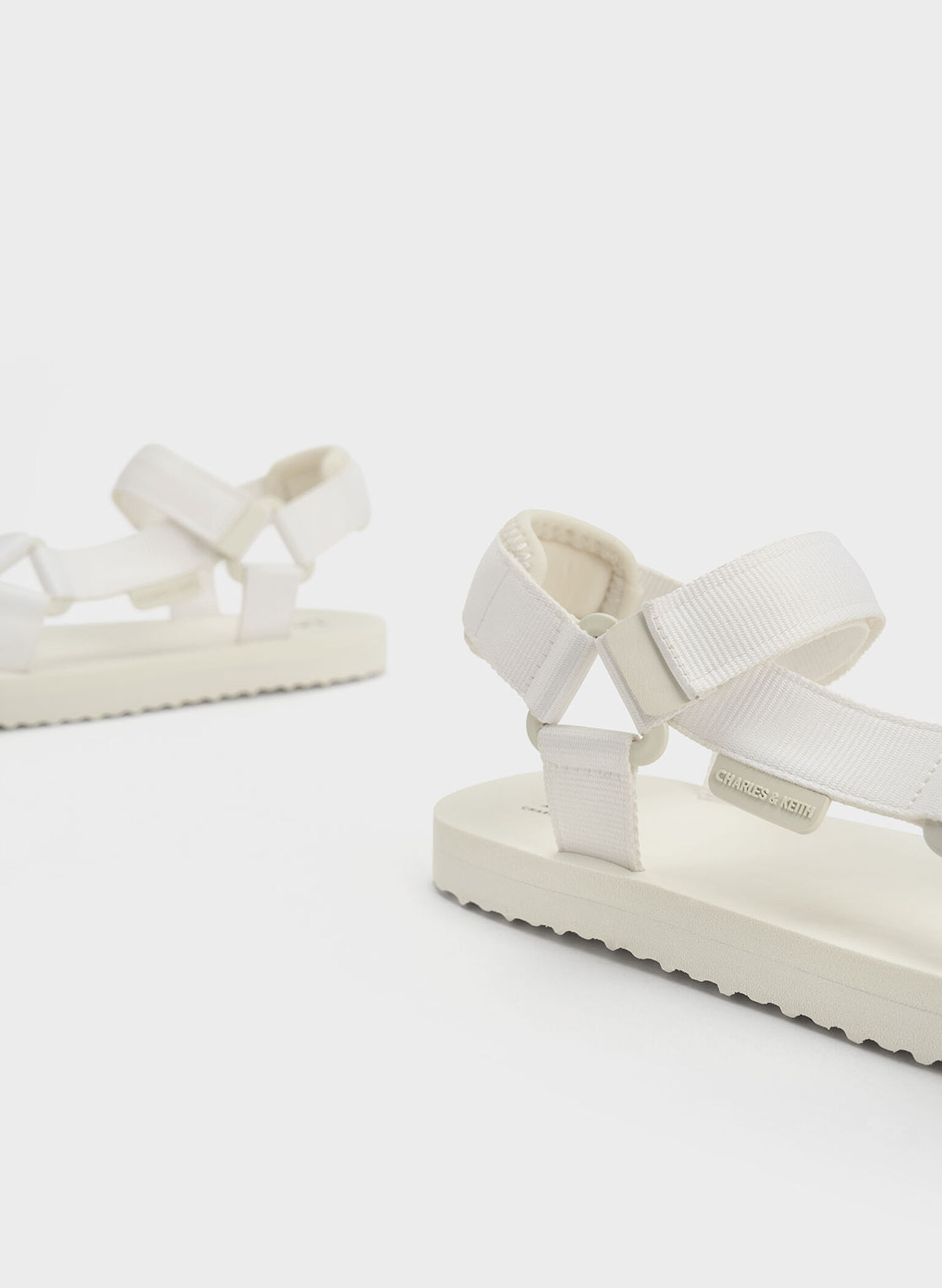 Girls' Grosgrain Sporty Sandals, Chalk, hi-res