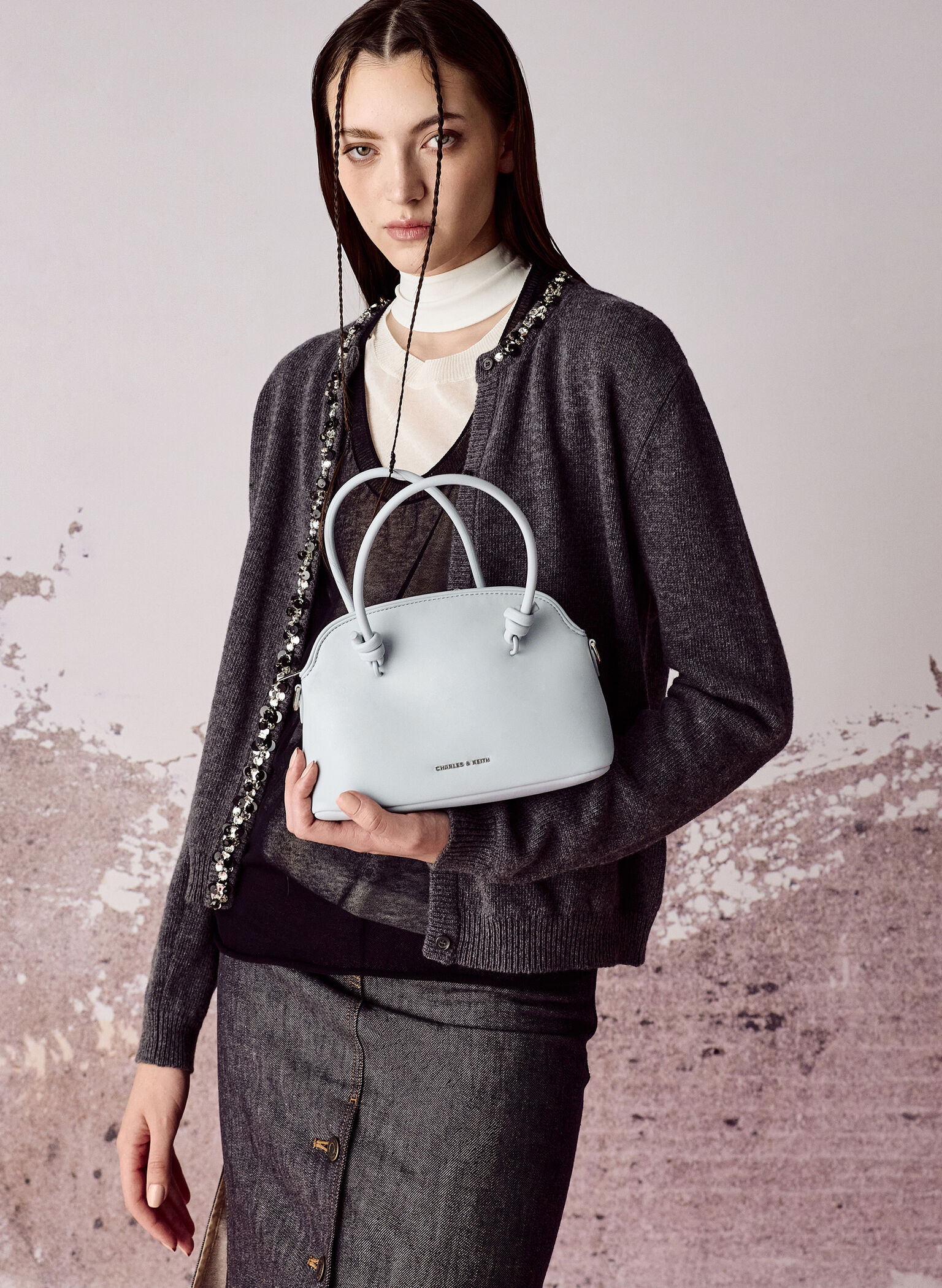 Sammie Knotted-Handle Bowling Bag, Sea Salt Blue, hi-res