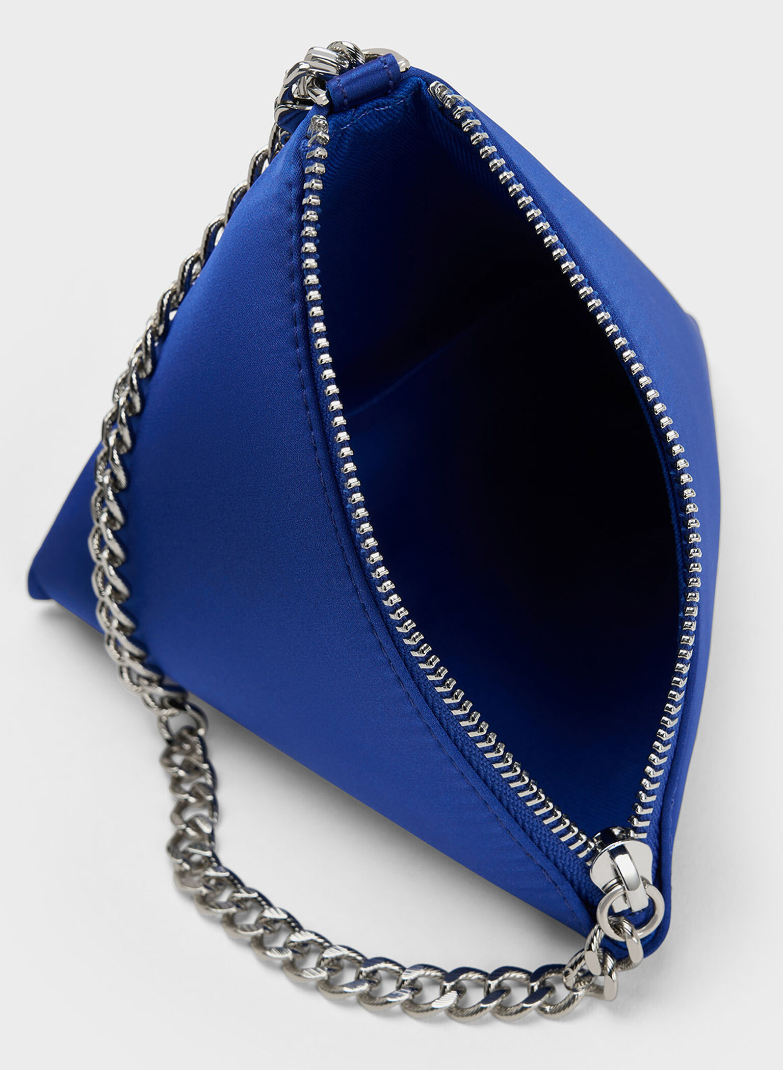Hera Satin Pyramid Clutch, Blue, hi-res