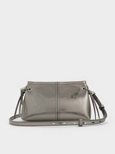 Noane Metallic Top Handle Bag, Pewter, hi-res