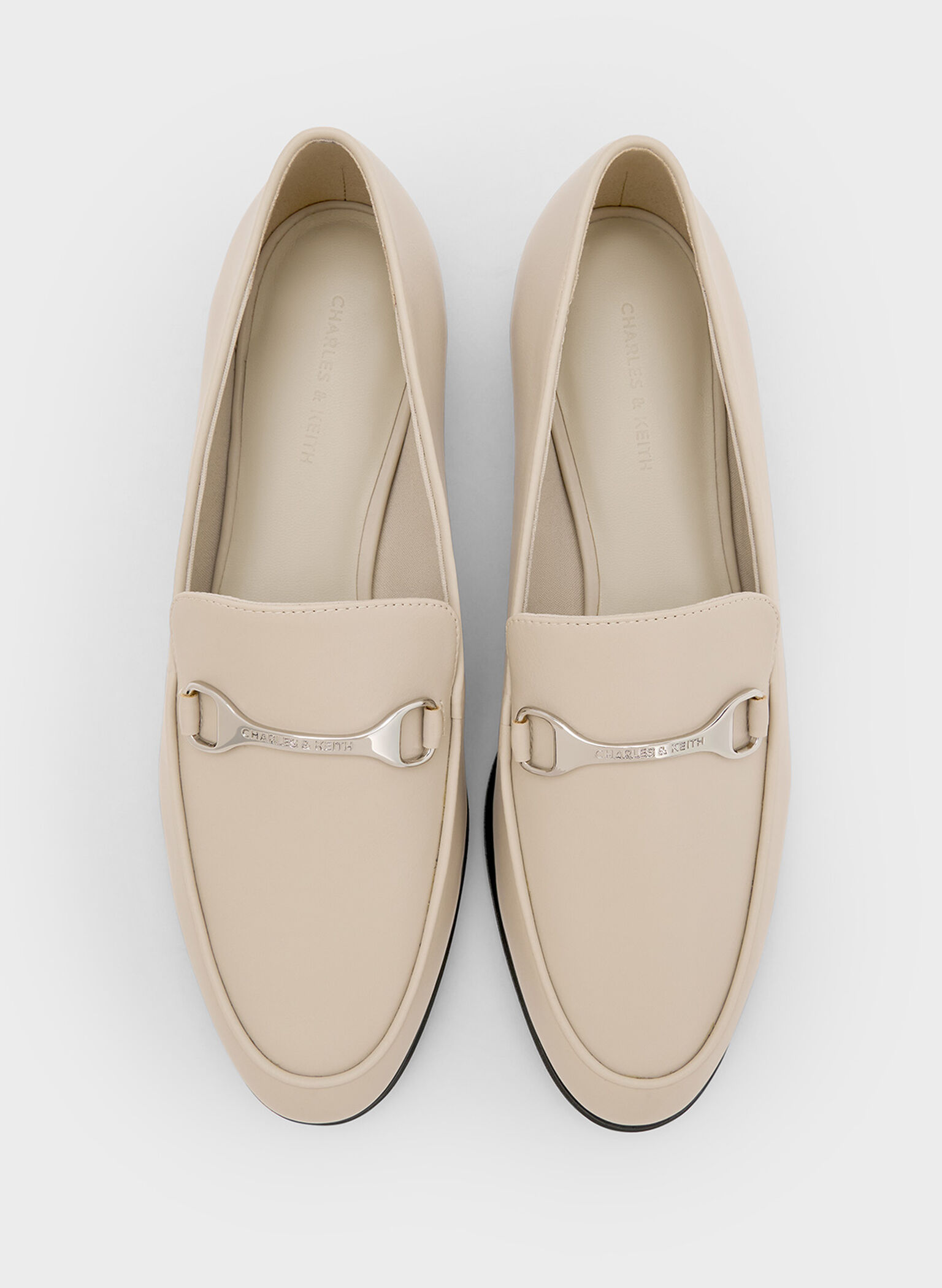 Leslie Metallic-Accent Loafers, Beige, hi-res