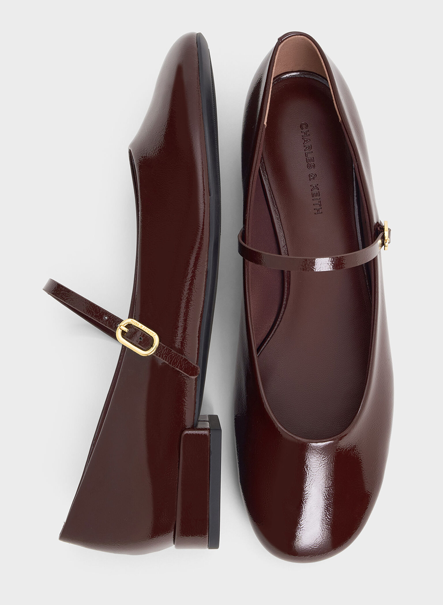 Gertrude Patent Round-Toe Mary Janes, Burgundy, hi-res