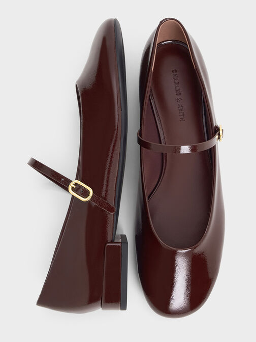 Gertrude Patent Round-Toe Mary Janes, Burgundy, hi-res