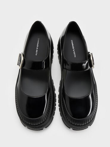 Darra Ridged-Sole Platform Mary Janes, Black Box, hi-res