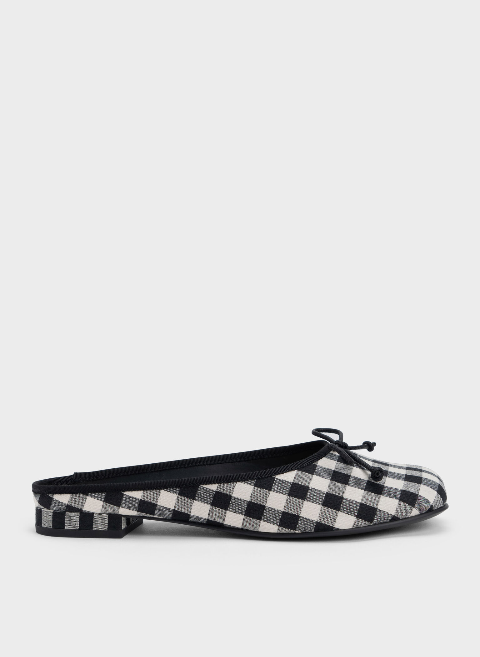 Bow Checkered Slip-On Flats, Black Textured, hi-res